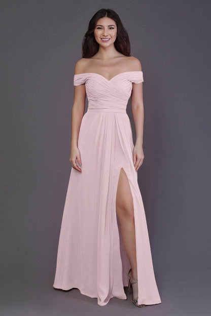 Sheath-Column Floor Length Chiffon Bridesmaid Dress PR3536PS