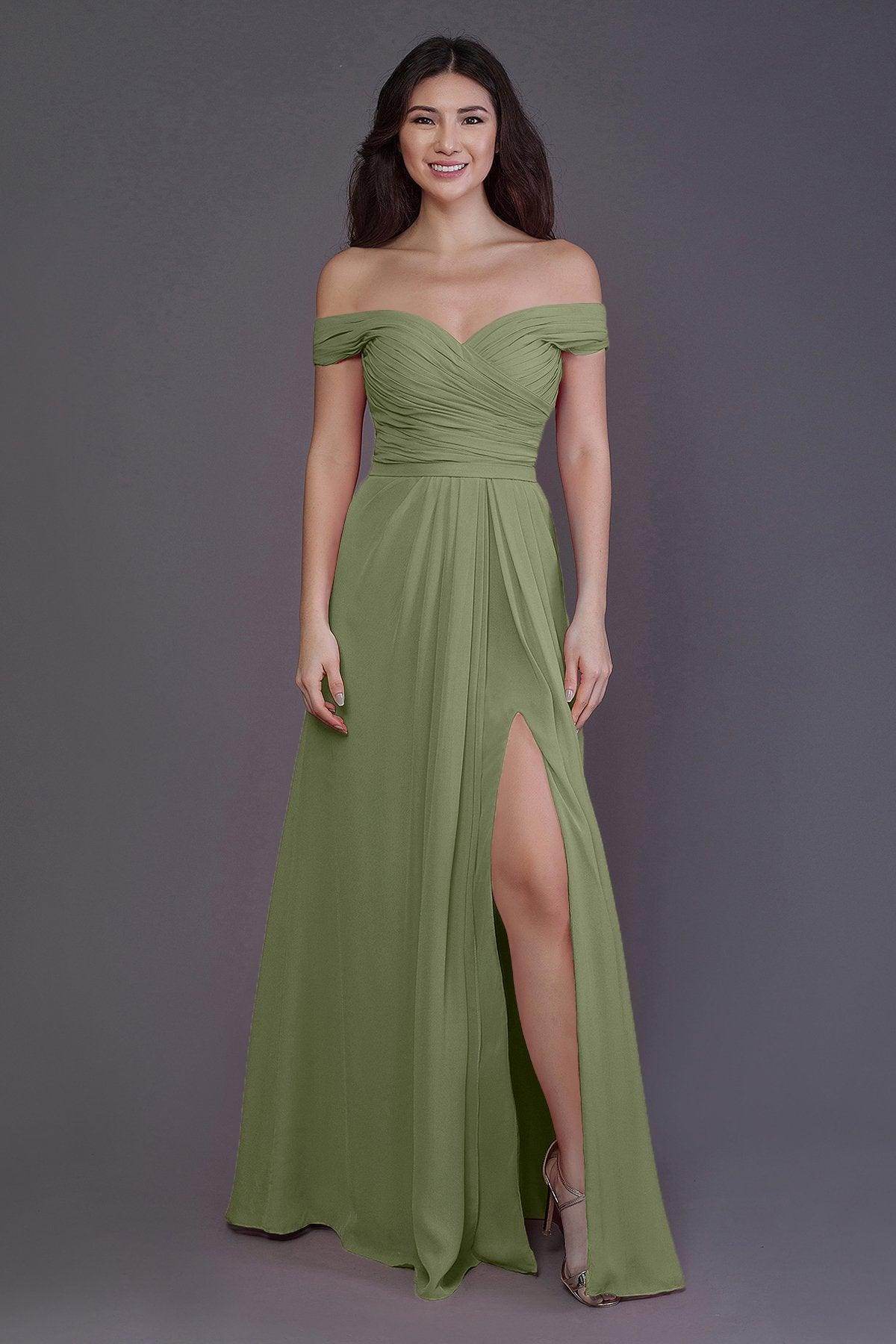 Sheath-Column Floor Length Chiffon Bridesmaid Dress PR3536