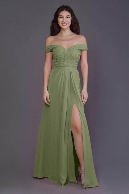 Sheath-Column Floor Length Chiffon Bridesmaid Dress PR3536PS