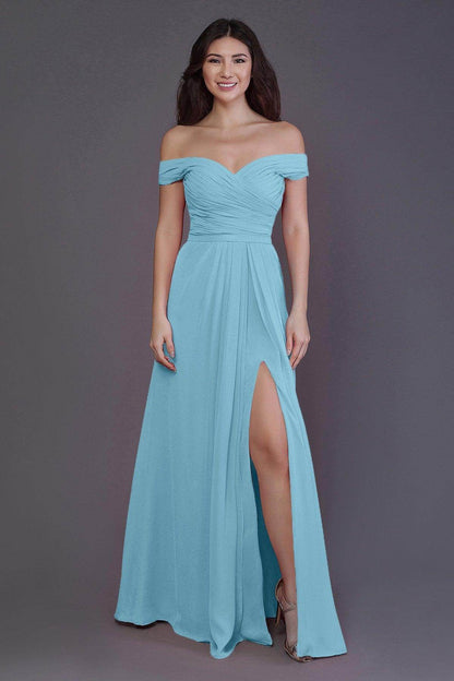 Sheath-Column Floor Length Chiffon Bridesmaid Dress PR3536PS