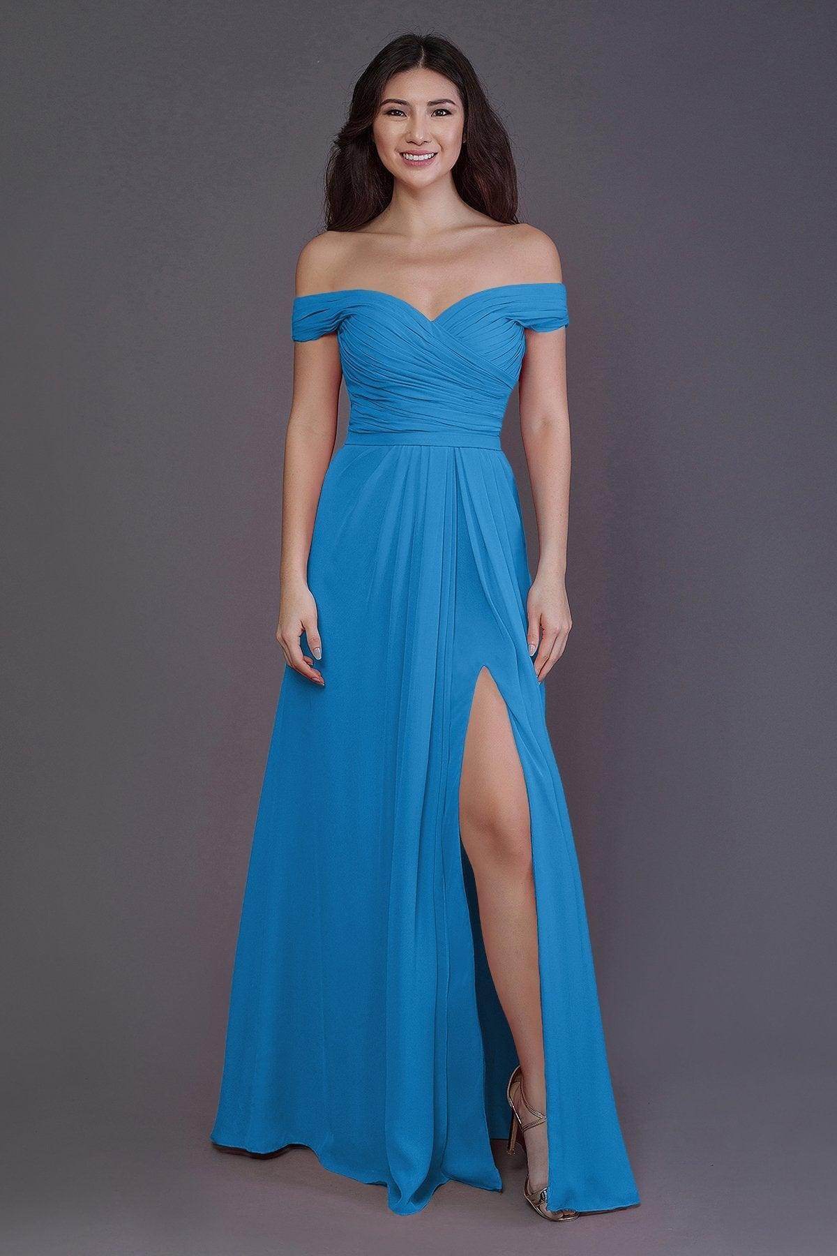 Sheath-Column Floor Length Chiffon Bridesmaid Dress PR3536