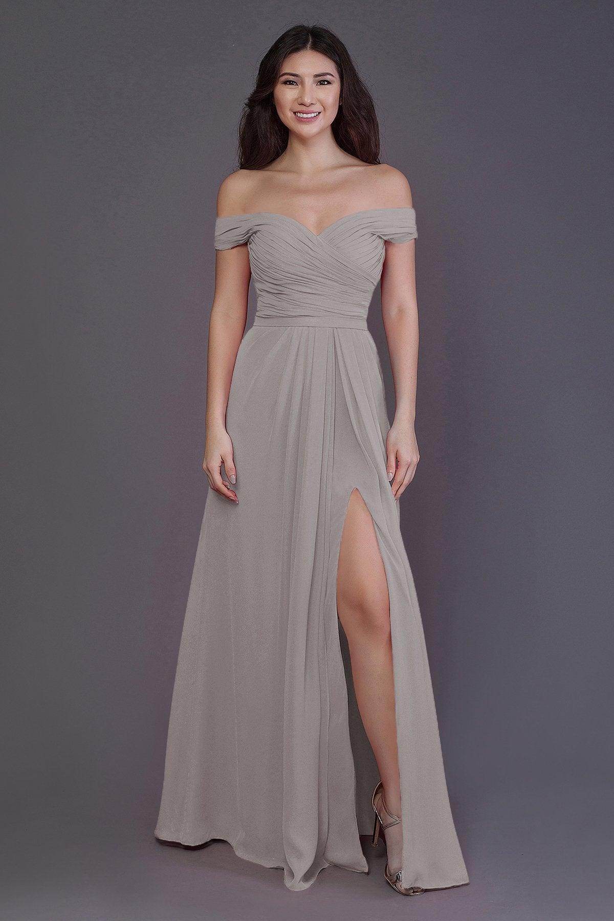 Sheath-Column Floor Length Chiffon Bridesmaid Dress PR3536