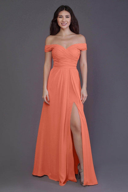 Sheath-Column Floor Length Chiffon Bridesmaid Dress PR3536