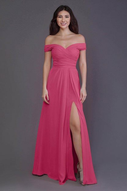 Sheath-Column Floor Length Chiffon Bridesmaid Dress PR3536PS