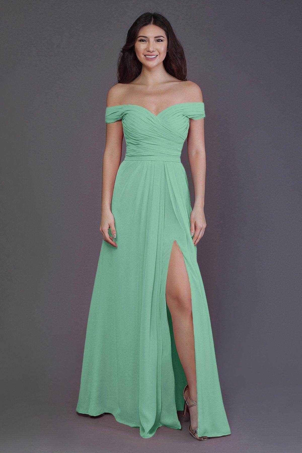 Sheath-Column Floor Length Chiffon Bridesmaid Dress PR3536