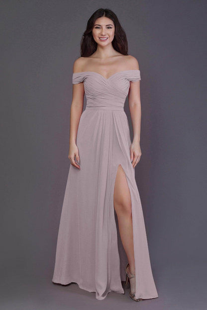 Sheath-Column Floor Length Chiffon Bridesmaid Dress PR3536