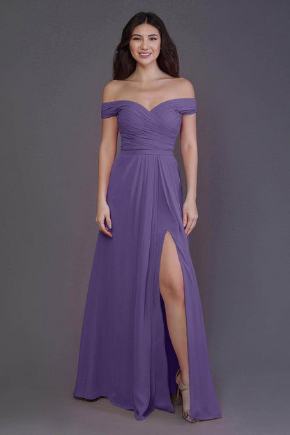 Sheath-Column Floor Length Chiffon Bridesmaid Dress PR3536PS