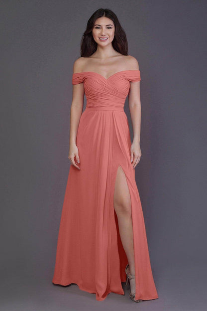 Sheath-Column Floor Length Chiffon Bridesmaid Dress PR3536PS