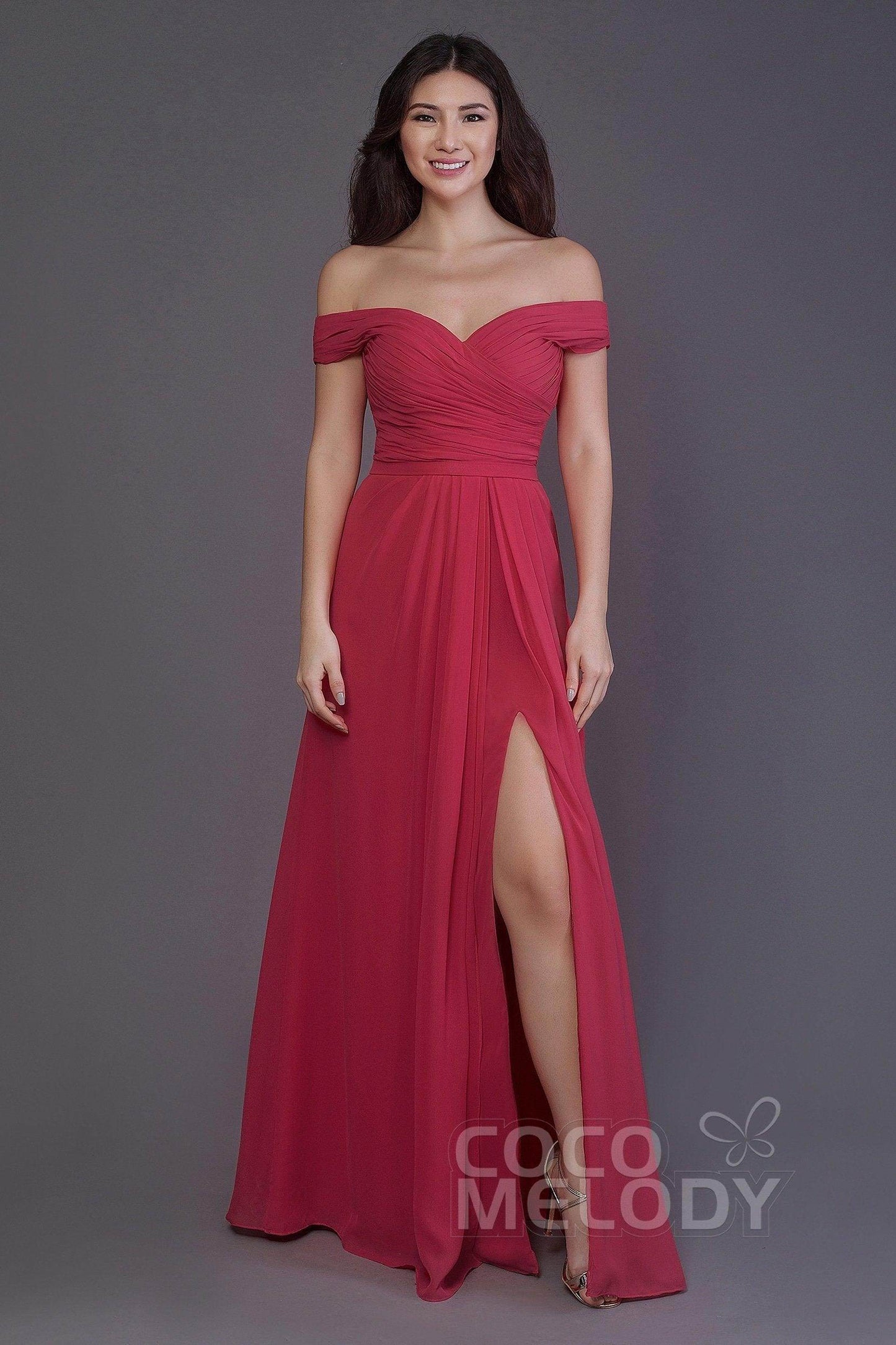 Sheath-Column Floor Length Chiffon Bridesmaid Dress PR3536PS