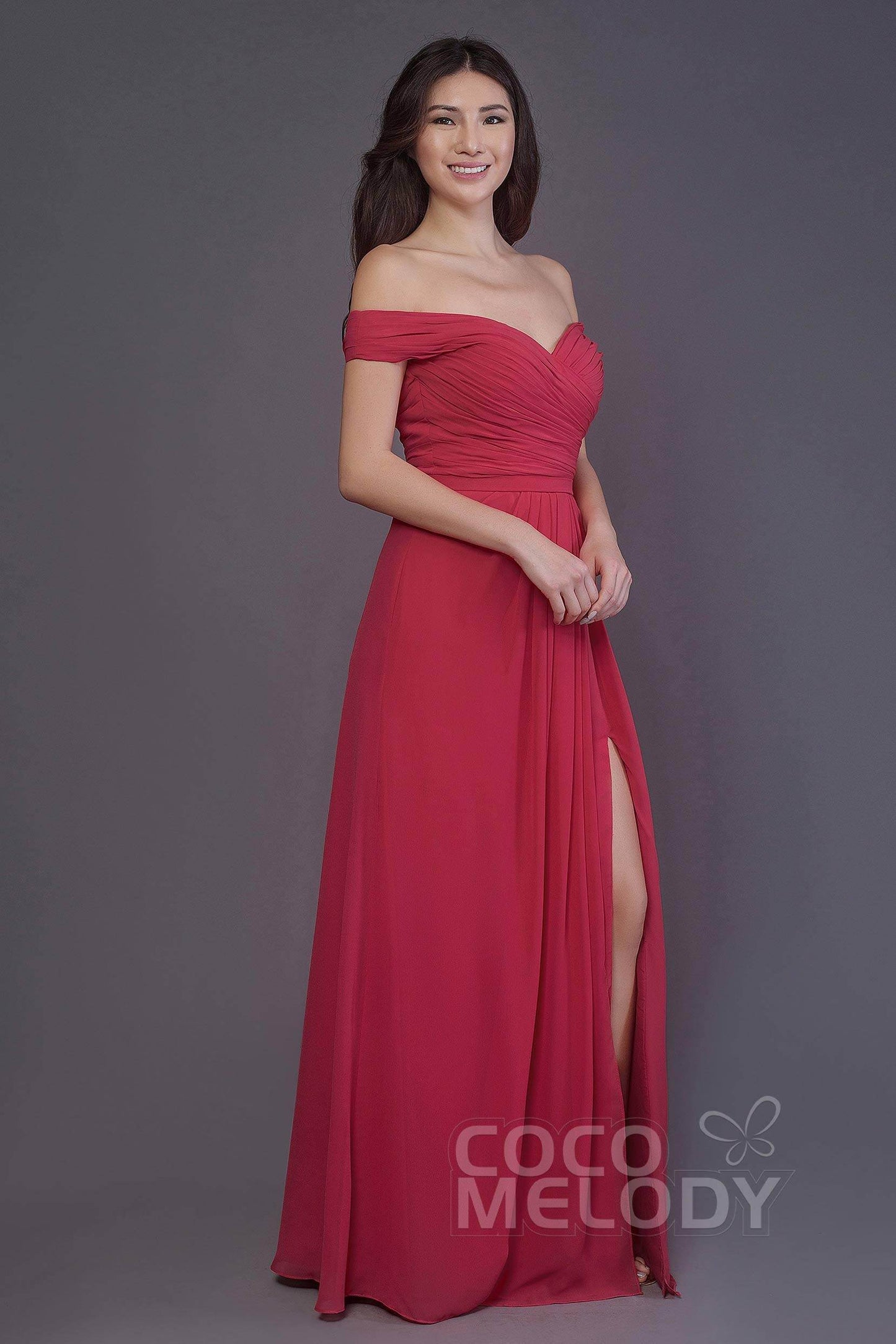 Sheath-Column Floor Length Chiffon Bridesmaid Dress PR3536PS