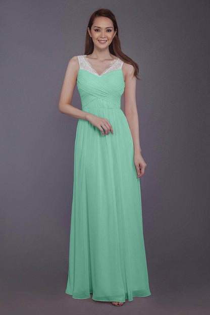 Sheath-Column Floor Length Chiffon Bridesmaid Dress PR3542