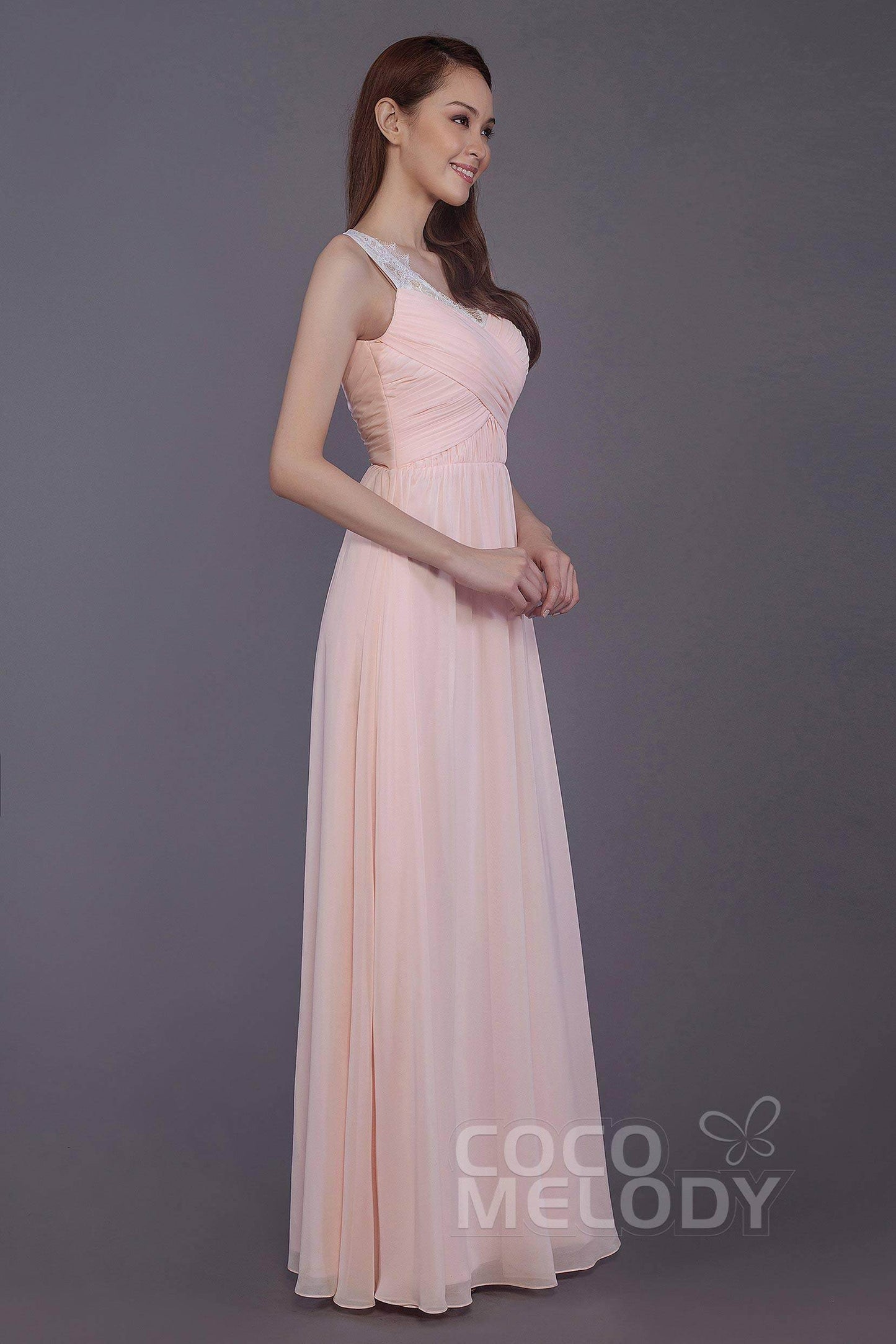 Sheath-Column Floor Length Chiffon Bridesmaid Dress PR3542