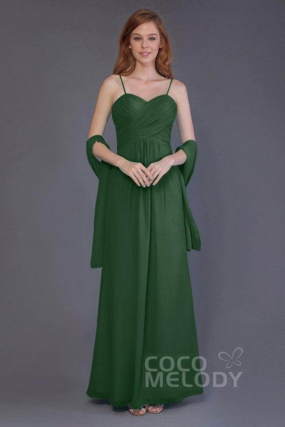 Sheath-Column Floor Length Chiffon Bridesmaid Dress PR3544