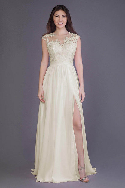 Sheath Floor Length Chiffon and Lace Bridesmaid Dress PR3554PS