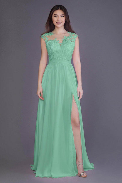 Sheath Floor Length Chiffon and Lace Bridesmaid Dress PR3554PS
