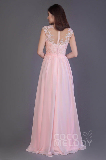Sheath Floor Length Chiffon and Lace Bridesmaid Dress PR3554PS