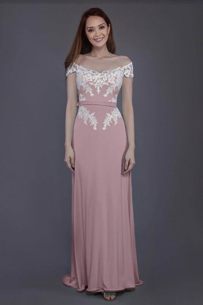 Sheath Sweep Train Knitted Fabric Bridesmaid Dress PR3563
