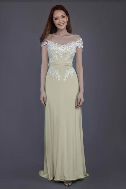 Sheath Sweep Train Knitted Fabric Bridesmaid Dress PR3563