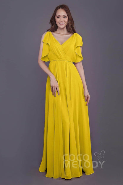 Sheath-Column Floor Length Chiffon Bridesmaid Dress PR3568