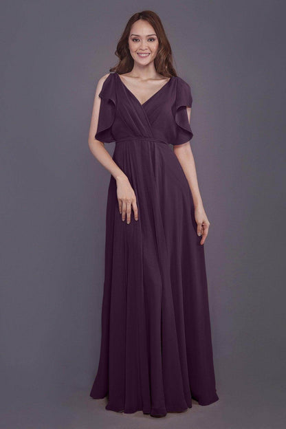 Sheath-Column Floor Length Chiffon Bridesmaid Dress PR3568