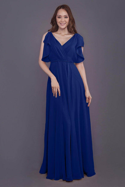 Sheath-Column Floor Length Chiffon Bridesmaid Dress PR3568