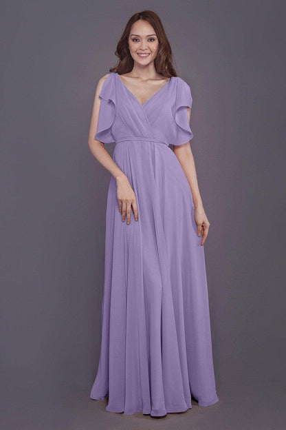 Sheath-Column Floor Length Chiffon Bridesmaid Dress PR3568