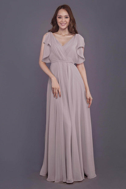 Sheath-Column Floor Length Chiffon Bridesmaid Dress PR3568