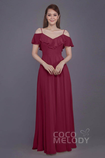 Sheath-Column Floor Length Chiffon Bridesmaid Dress PR3570