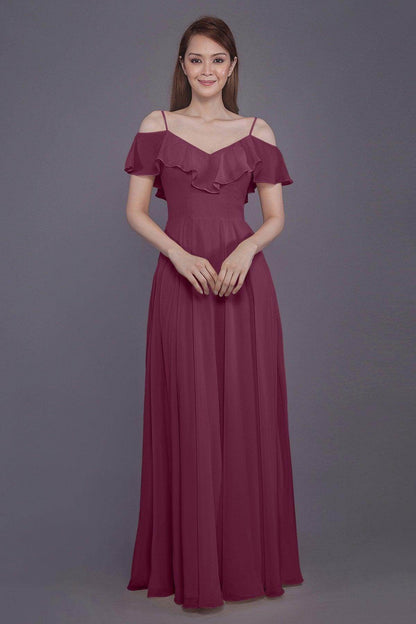 Sheath-Column Floor Length Chiffon Bridesmaid Dress PR3570PS