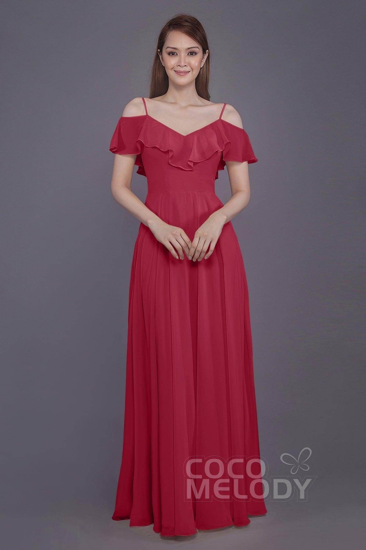 Sheath-Column Floor Length Chiffon Bridesmaid Dress PR3570