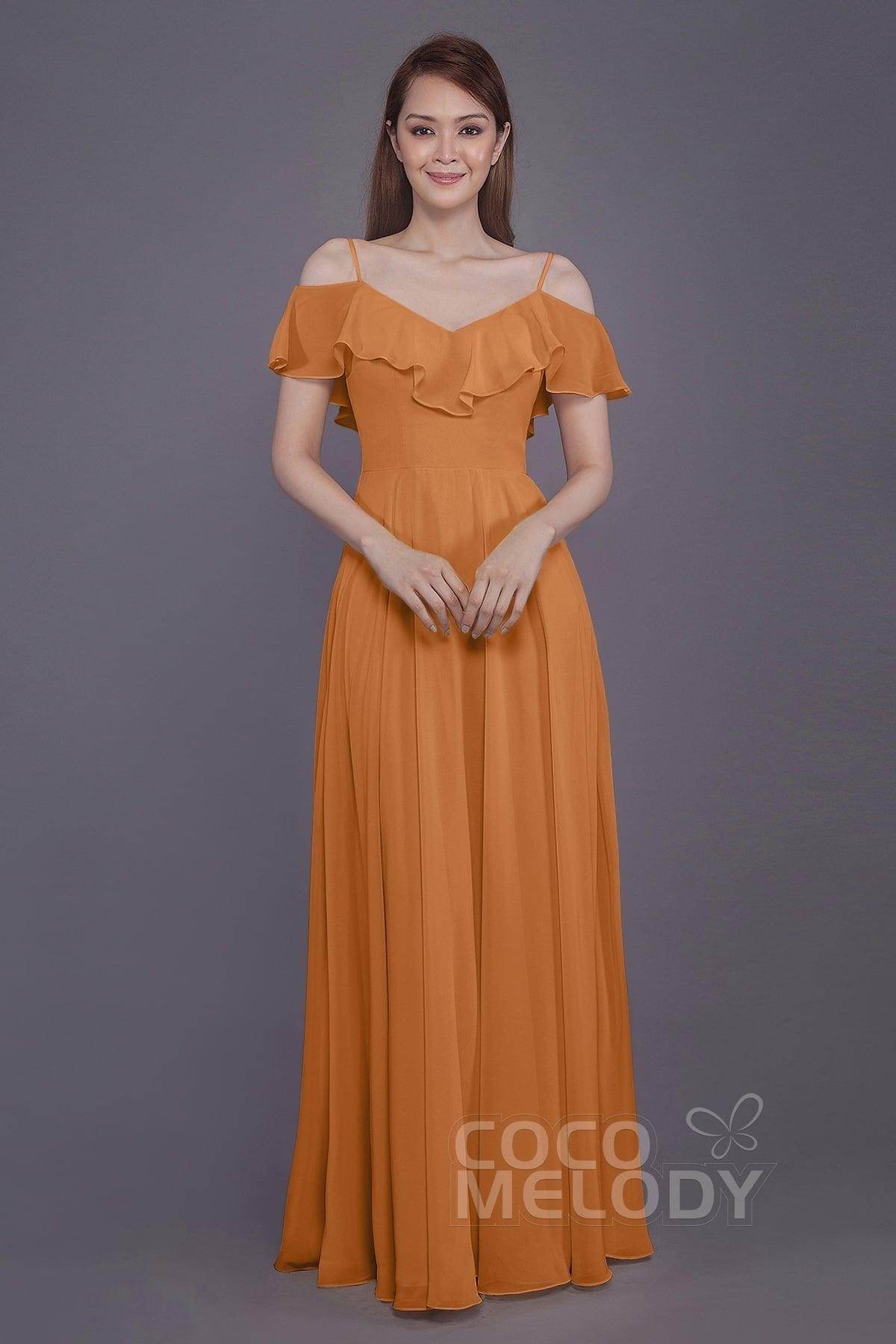 Sheath-Column Floor Length Chiffon Bridesmaid Dress PR3570