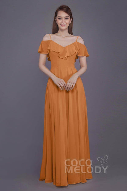 Sheath-Column Floor Length Chiffon Bridesmaid Dress PR3570PS