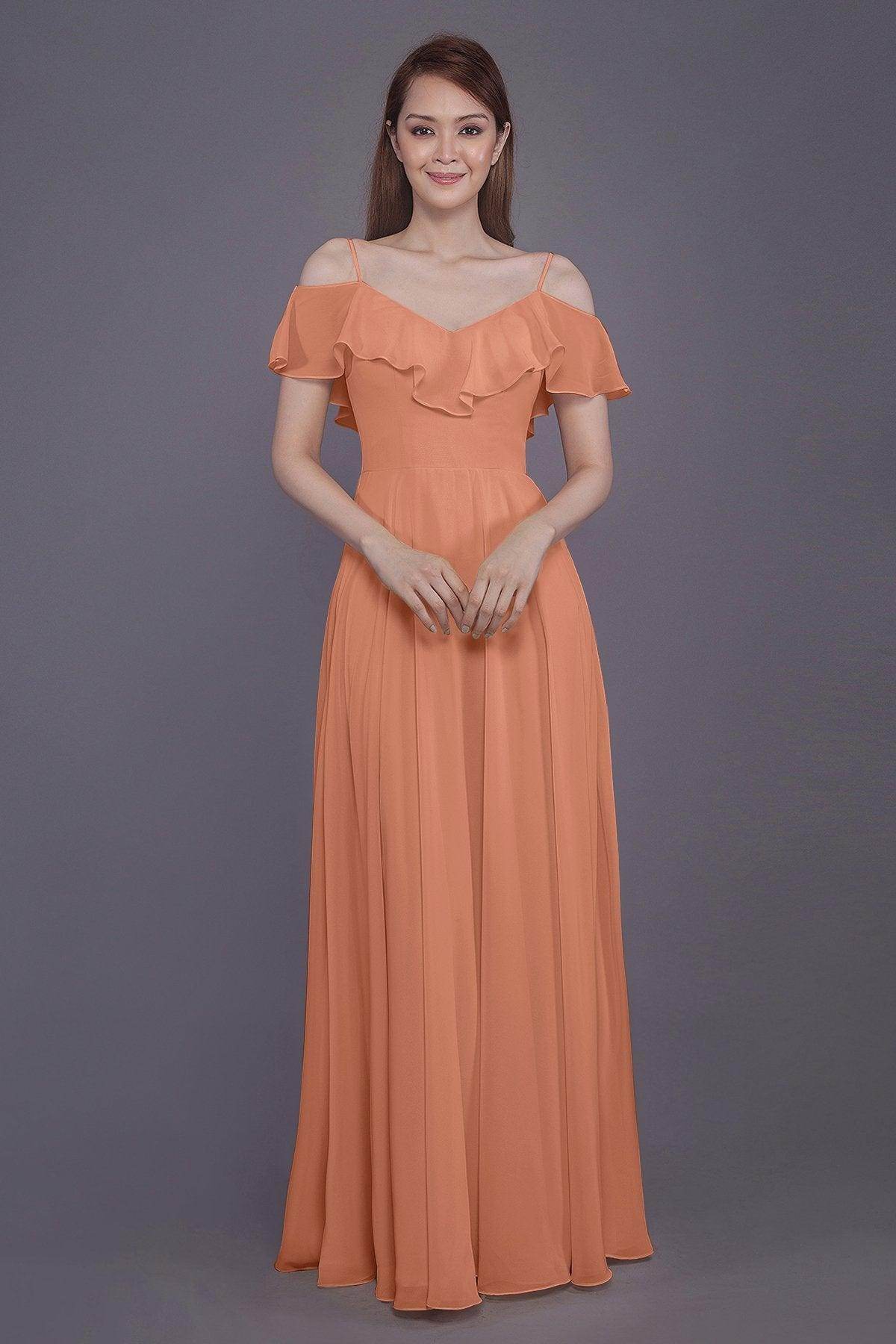 Sheath-Column Floor Length Chiffon Bridesmaid Dress PR3570
