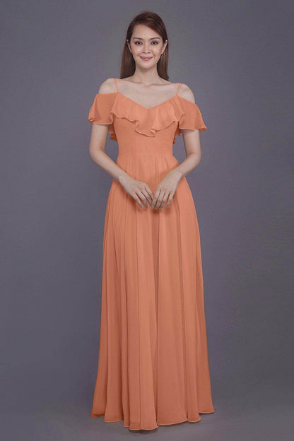 Sheath-Column Floor Length Chiffon Bridesmaid Dress PR3570