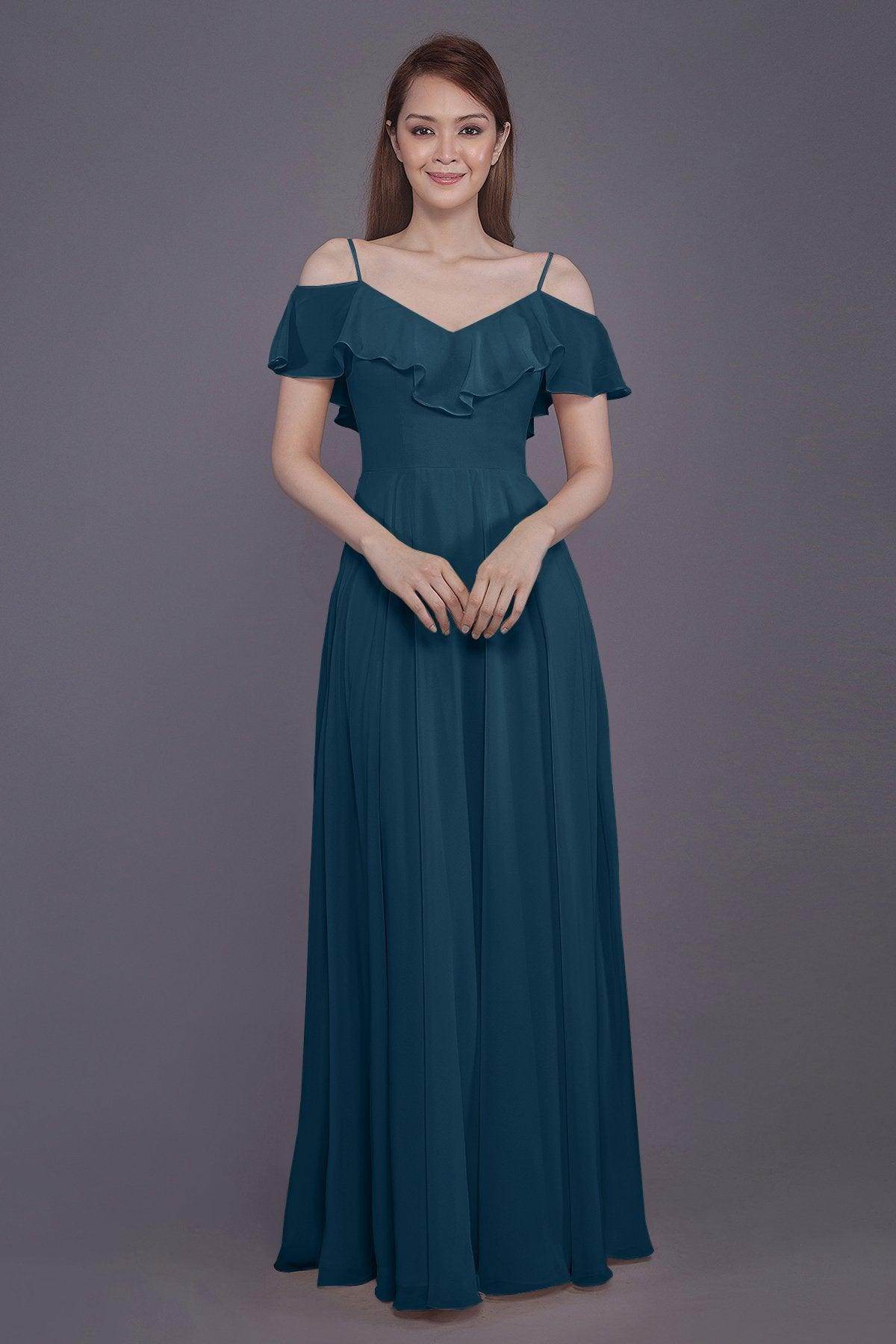 Sheath-Column Floor Length Chiffon Bridesmaid Dress PR3570
