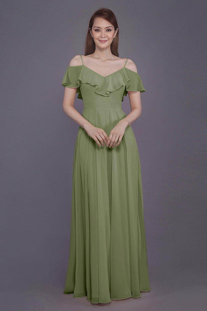 Sheath-Column Floor Length Chiffon Bridesmaid Dress PR3570