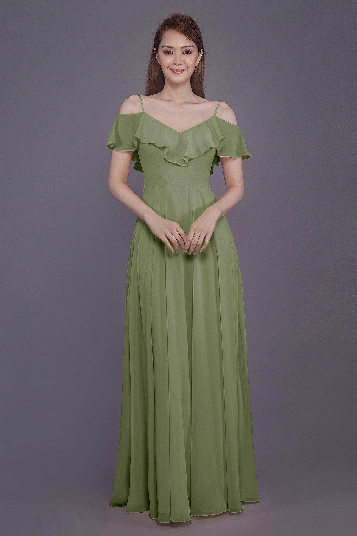 Sheath-Column Floor Length Chiffon Bridesmaid Dress PR3570PS