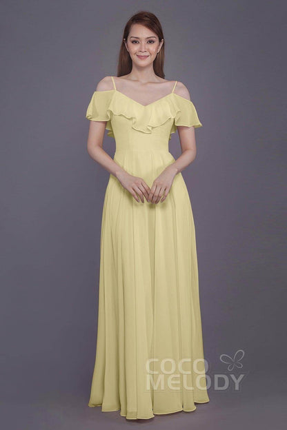 Sheath-Column Floor Length Chiffon Bridesmaid Dress PR3570