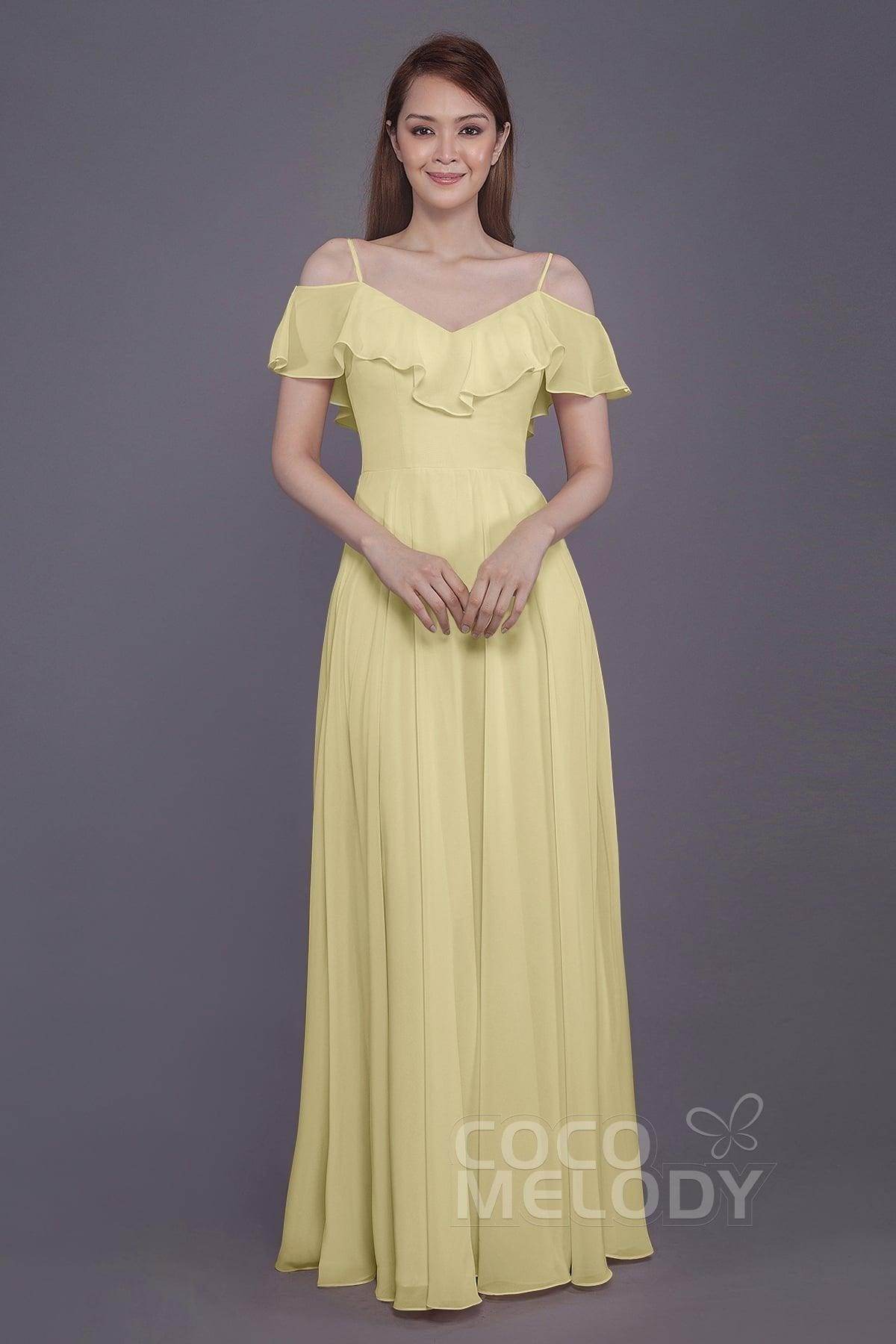 Sheath-Column Floor Length Chiffon Bridesmaid Dress PR3570PS