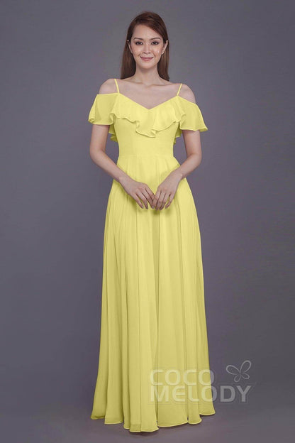 Sheath-Column Floor Length Chiffon Bridesmaid Dress PR3570