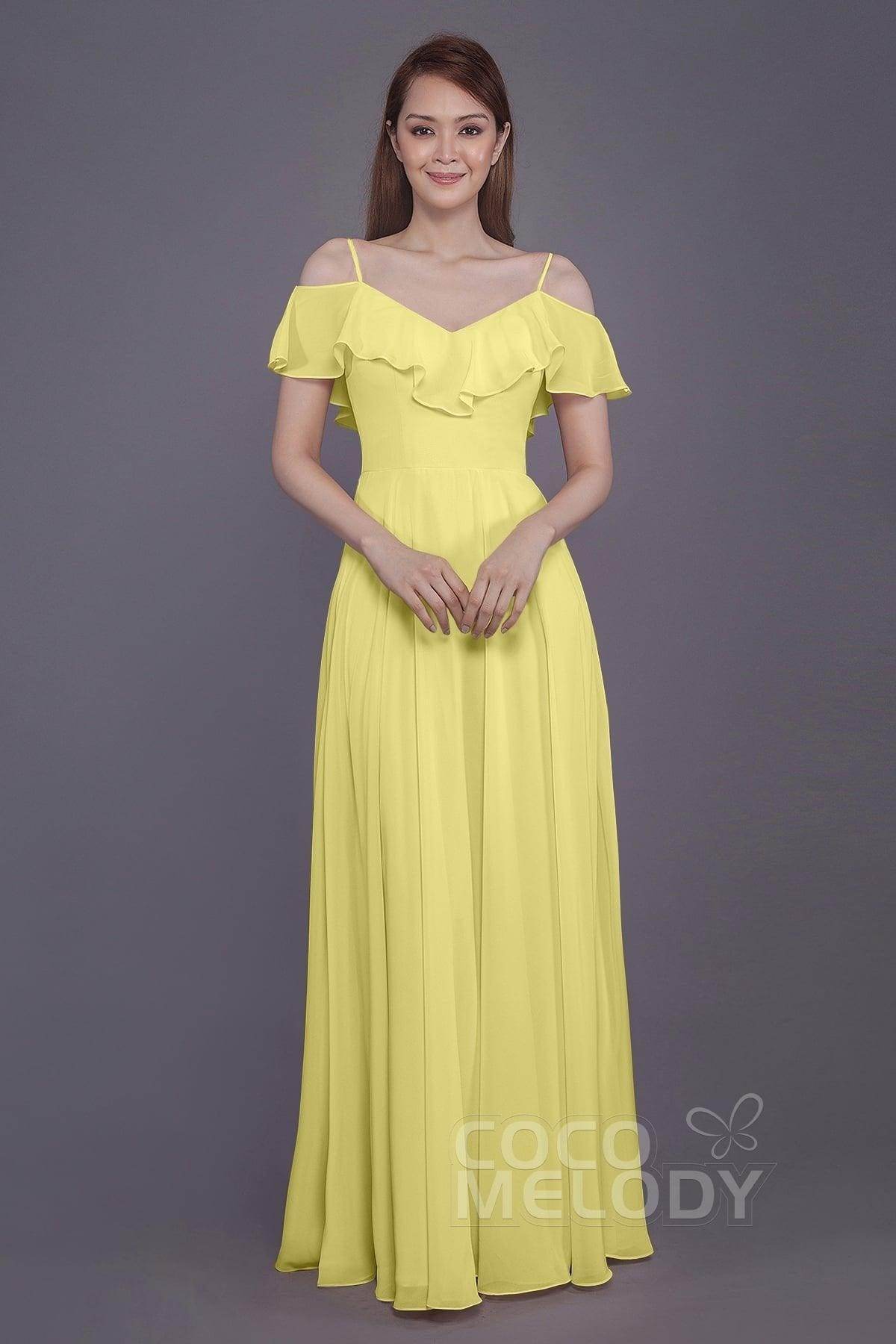 Sheath-Column Floor Length Chiffon Bridesmaid Dress PR3570PS