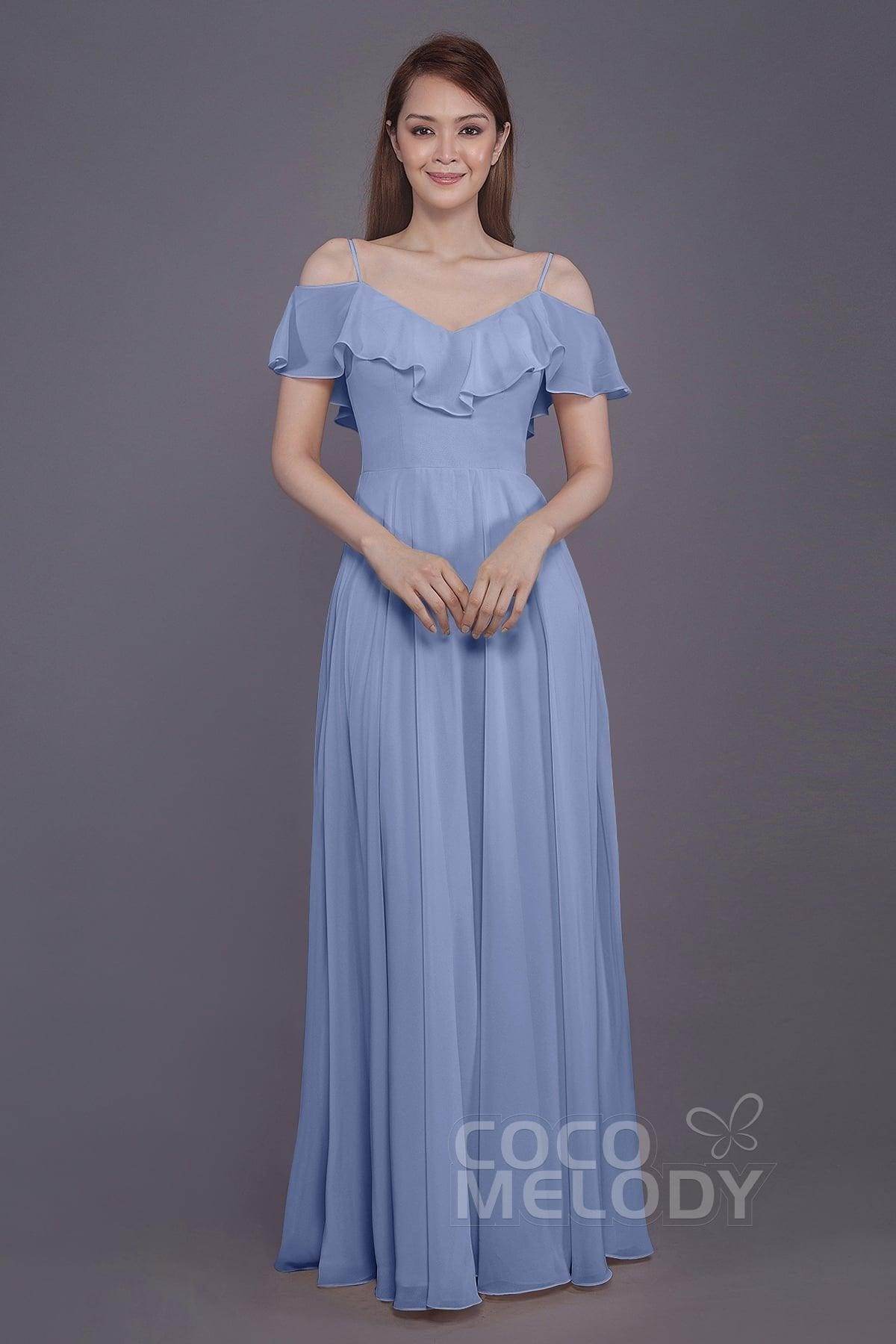 Sheath-Column Floor Length Chiffon Bridesmaid Dress PR3570