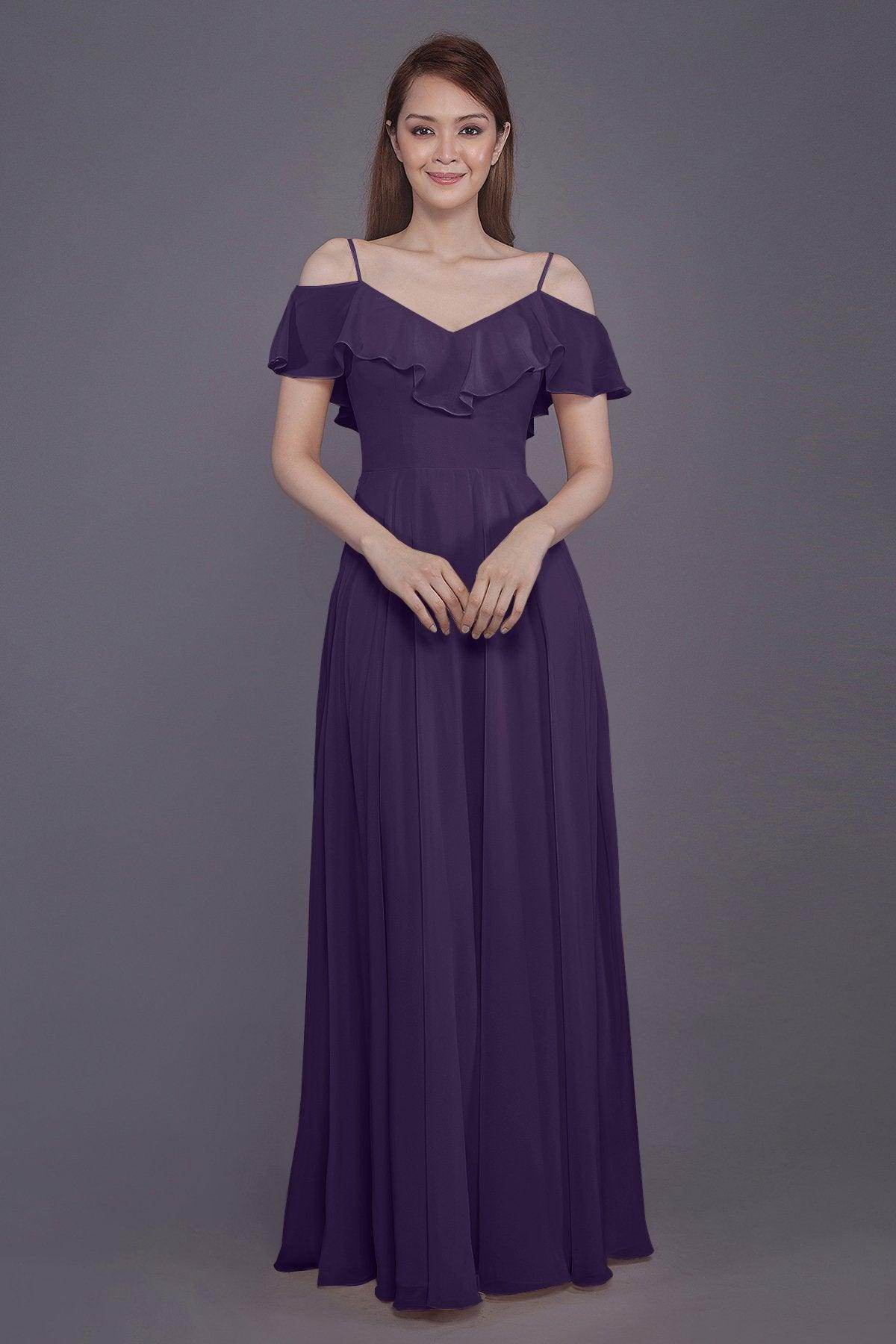 Sheath-Column Floor Length Chiffon Bridesmaid Dress PR3570