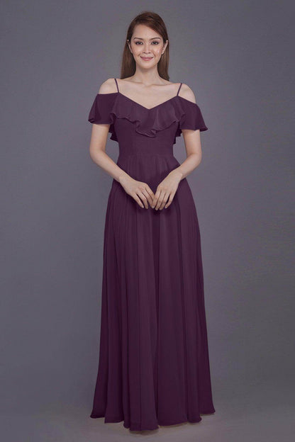 Sheath-Column Floor Length Chiffon Bridesmaid Dress PR3570
