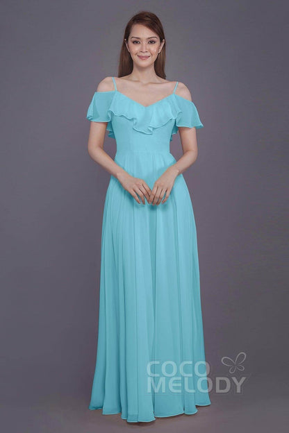 Sheath-Column Floor Length Chiffon Bridesmaid Dress PR3570