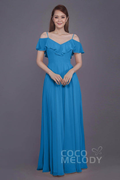 Sheath-Column Floor Length Chiffon Bridesmaid Dress PR3570PS