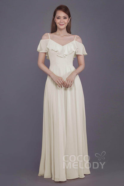 Sheath-Column Floor Length Chiffon Bridesmaid Dress PR3570PS
