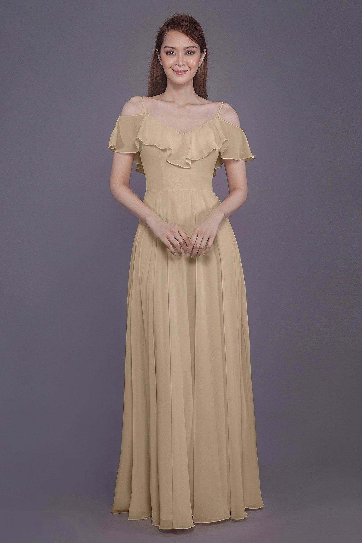 Sheath-Column Floor Length Chiffon Bridesmaid Dress PR3570