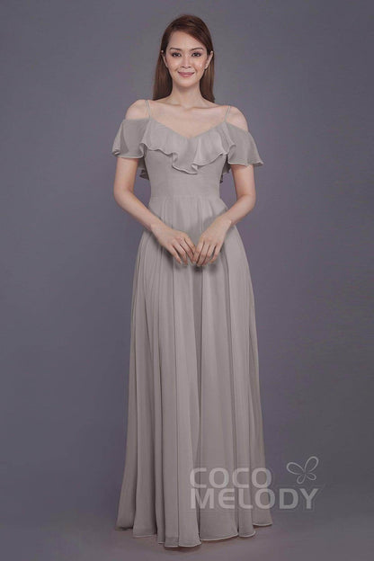 Sheath-Column Floor Length Chiffon Bridesmaid Dress PR3570PS