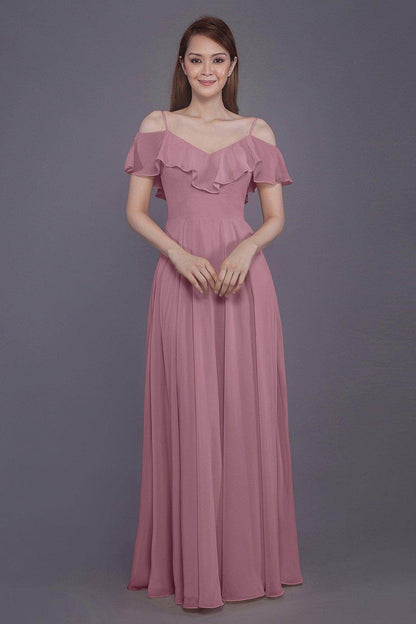 Sheath-Column Floor Length Chiffon Bridesmaid Dress PR3570
